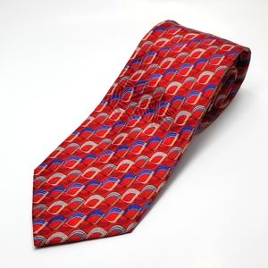 Jos A Bank Red Blue Link Silk Tie EUC
